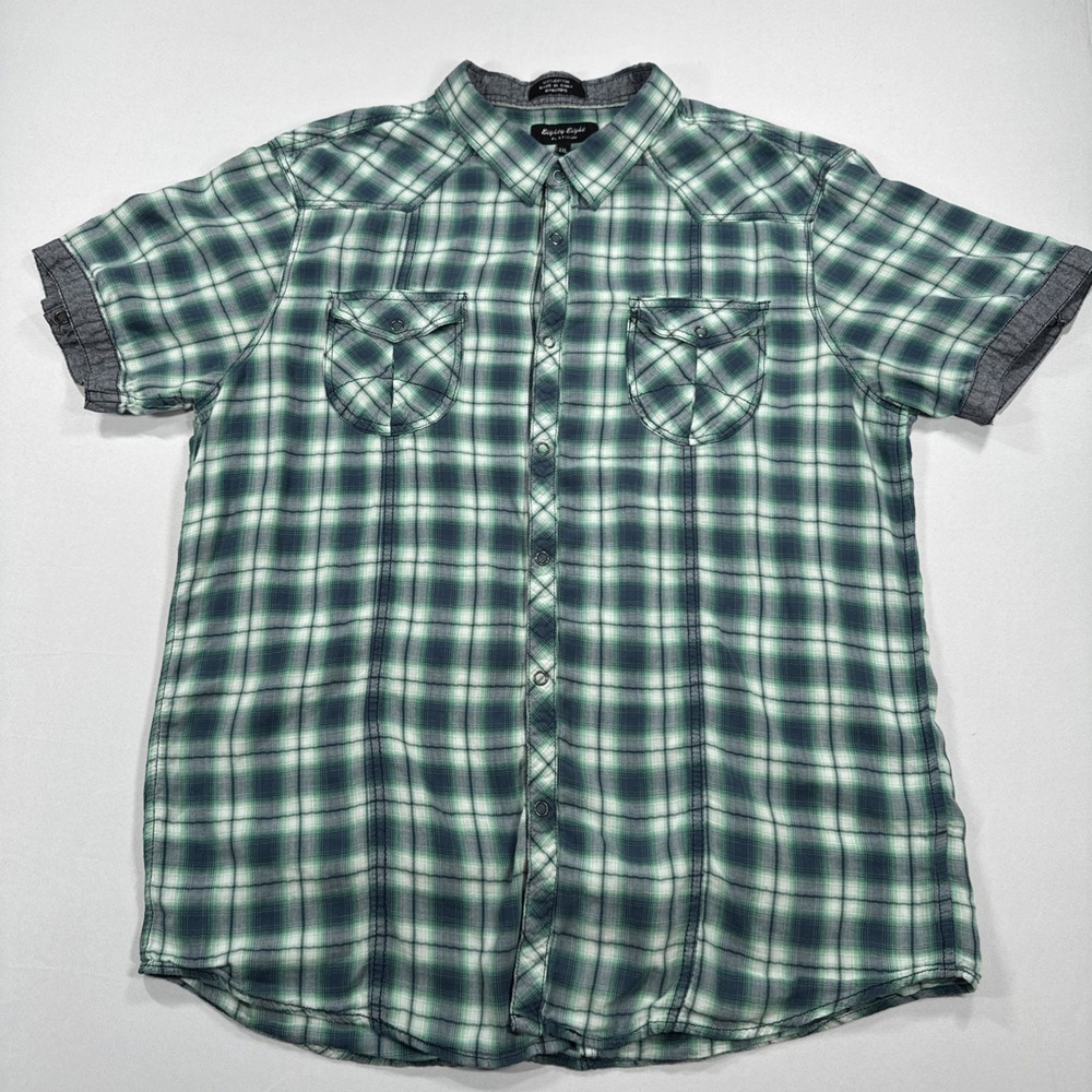 Eighty Eight Platinum Men's Snap Button Plaid Button Down Shirt Size XXL vintage